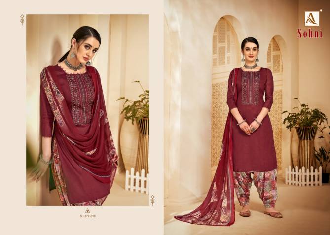 Alok Sohni 2 Pure Jam Cotton Self Print With Latest Fancy Embroidery Dress Material Available Full Set At Wholesale Rate